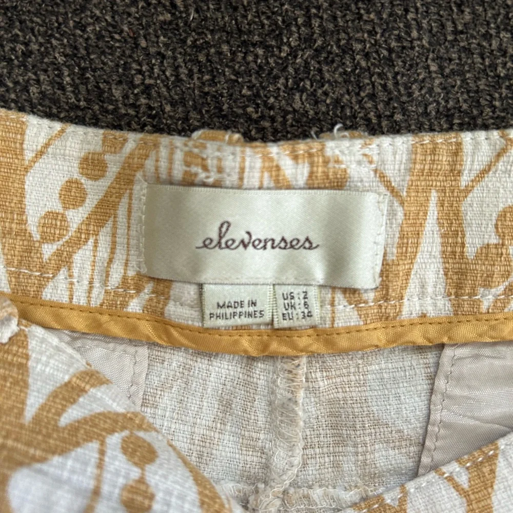 Elevenses by Anthropologie, Mandala Print Shorts, Maize/Cream, Size 2, EUC - Picture 5 of 8